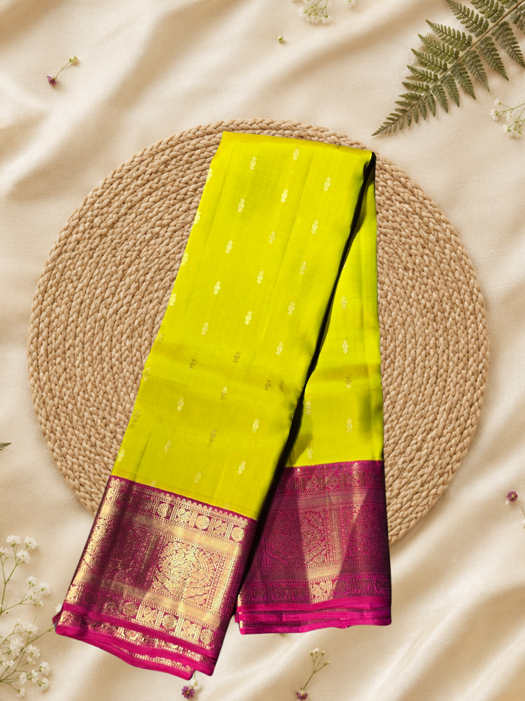 Indeloom's Green Traditional Kanjivaram Semi Silk Sarees