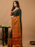 Traditional Narayanpet Cotton Saree | Dark Green