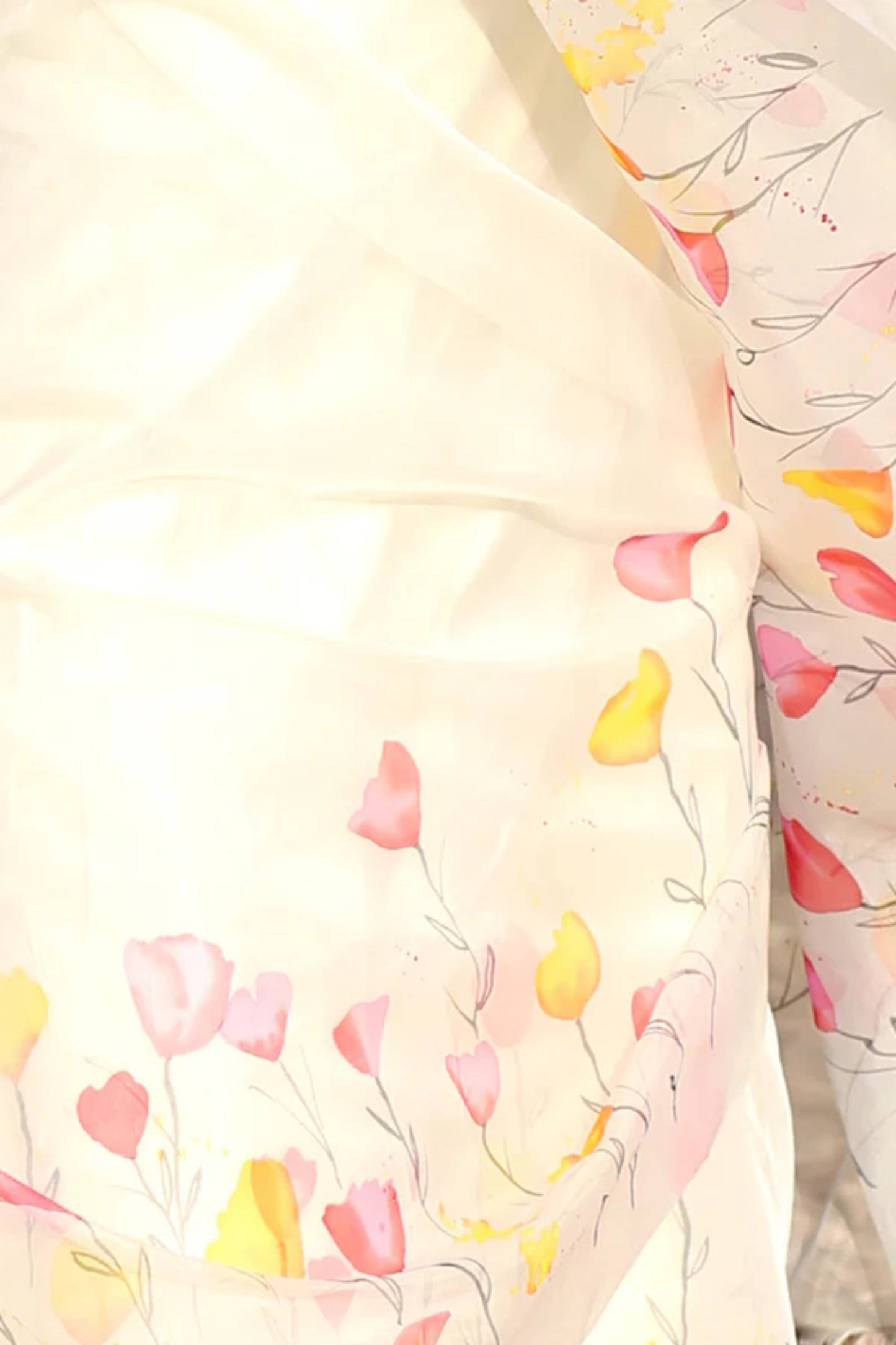 Multi Color Floral Handpainted Pure Silk Organza Saree-002