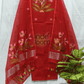 Muslin Jamdani 2-Piece Set Kurti & Dupatta (UNSTITCHED) - Red - 094