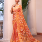 Coral Orange Pure Hand Made Jamdani Saree - 094