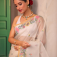 Handwoven Pure Jamdani Muslin Saree  |  Warm Ivory