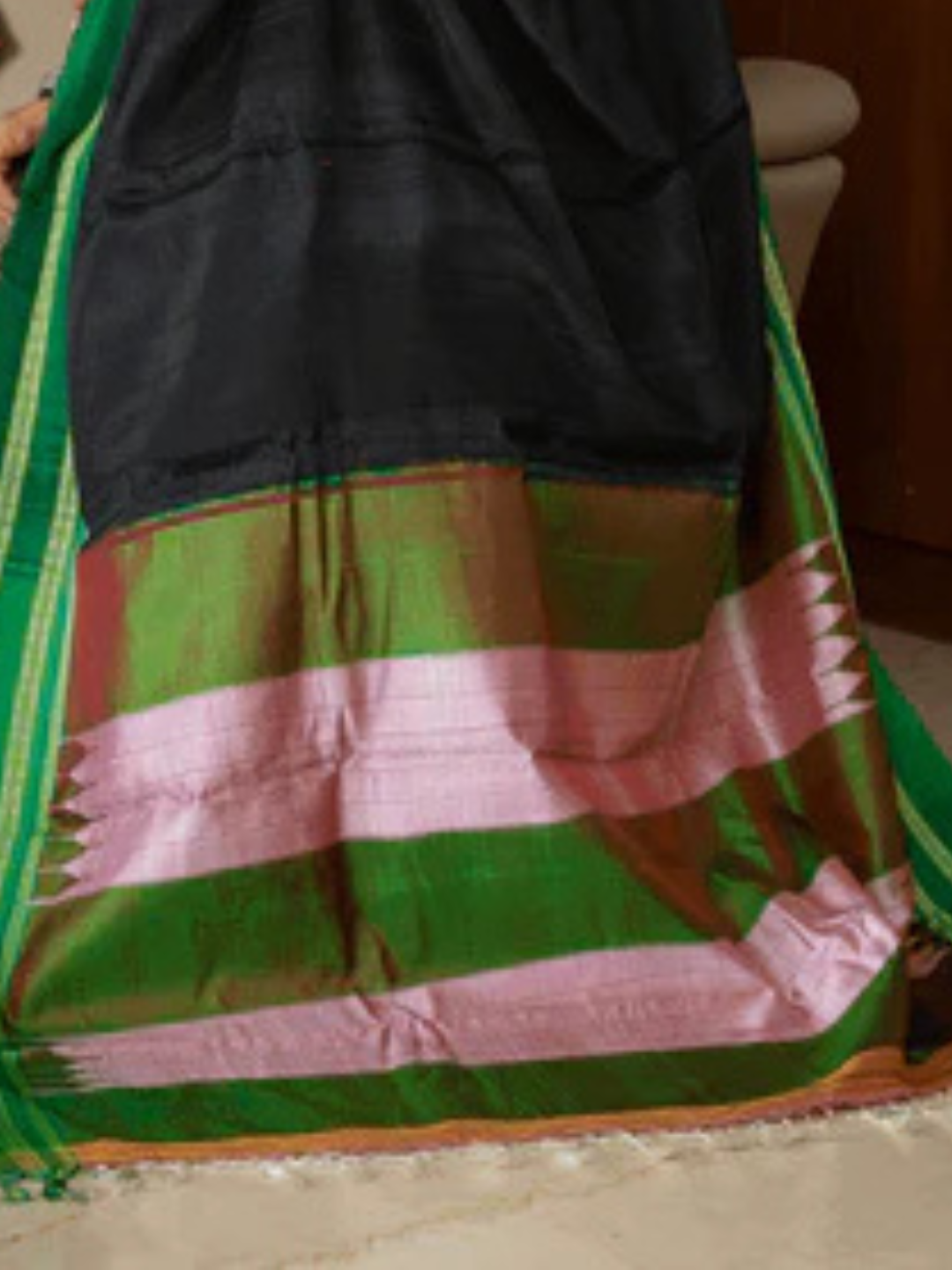 Ilkal Saree in Black and Green Border - 003
