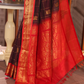 Pure Handloom Korvai Saree | Dark Brown and Golden Red