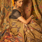 Traditional Handpainted Pen Kalamkari Tussar Silk Saree  |  Honey Yellow