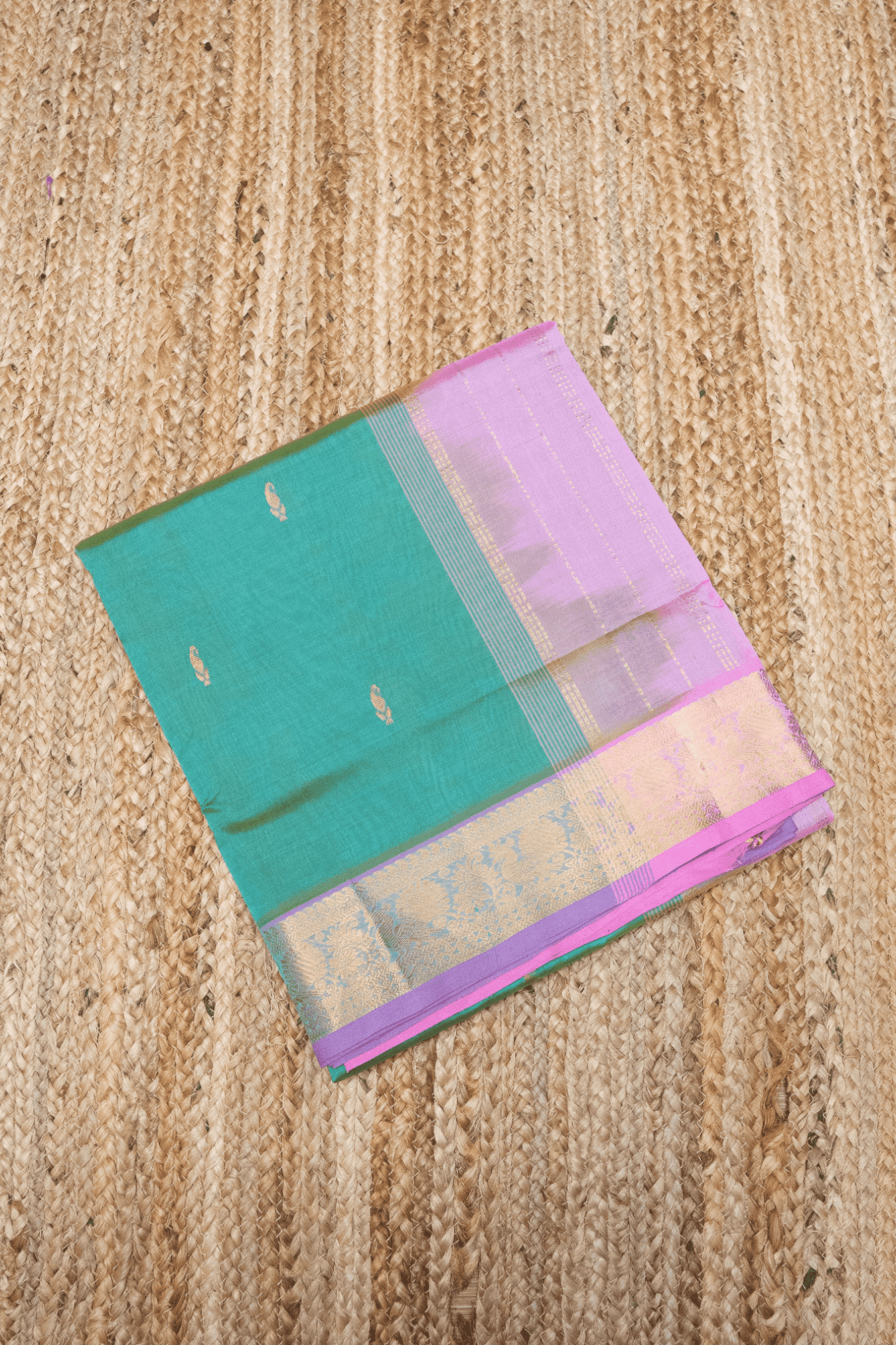Pure Handloom Korvai Saree | Mint Green