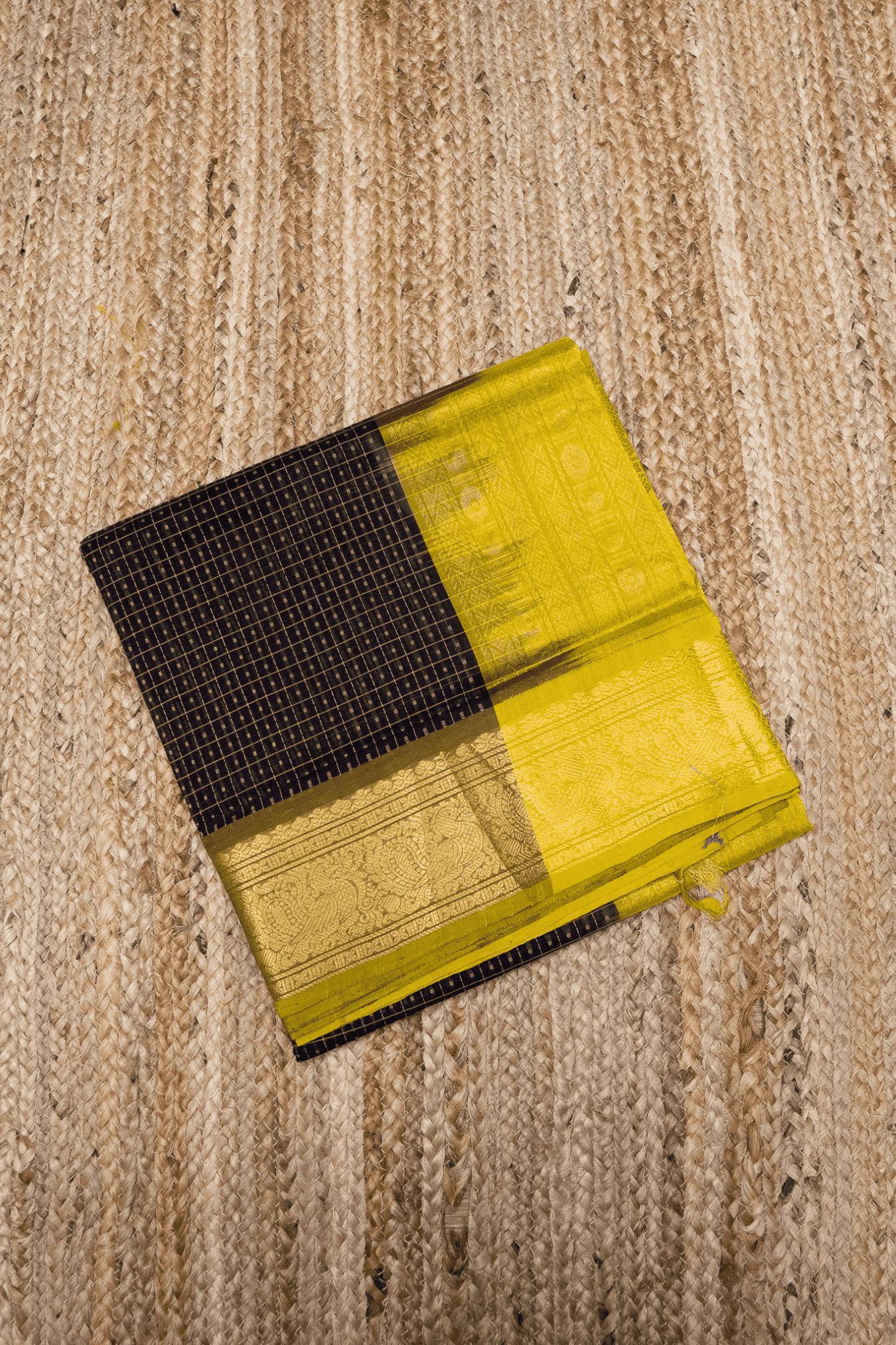 Pure Handloom Korvai Saree | Lakshadeepam | Olive Green