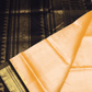 Pure handloom Korvai Silk Cotton Saree in Sand Brown and Black Border with Zari Checks - 135