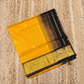 Pure Handloom Korvai Saree in Golden Yellow & Black Border In Zari Checks- 139