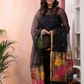 Deep Black | Handloom Jamdani Muslin Unstitched 2-Piece Kurti | Paithani Design