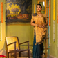 Pure Handloom Korvai Saree | Teal Blue and Golden Yellow