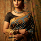 Baby Blue Floral Mangalagiri Kalamkari Saree - 019
