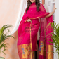 Deep Pink Paithani Muslin Jamdani 2-Piece Set Kurti & Dupatta (UNSTITCHED) - 367