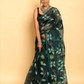 Blue and Green Leafs Muslin Jamdani Saree-089