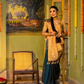 Pure Handloom Korvai Saree | Teal Blue and Golden Yellow