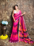 Handloom Handloom Linen Saree  |  Deep Pink