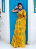 Cyber Yellow Hand Made Muslin Jamdani Saree - 083