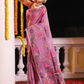 Handwoven Pure Jamdani Silk Cotton Saree  |  Baby Pink