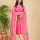 Blush Pink Sequin Paithani Jamdani 2-Piece Set Kurti & Dupatta (UNSTITCHED) -909