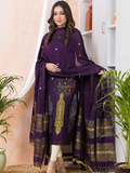 Bright Purple | Handloom Jamdani Linen Unstitched 2-Piece Kurti | Baluchari Design