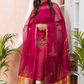 Ruby Crimson | Handloom Jamdani Muslin Unstitched 2-Piece Kurti | Paithani Design