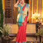 Pure Handloom Korvai Saree | Passion Red Sky Blue