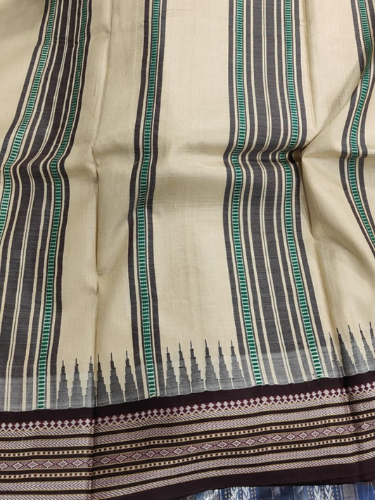 Handwoven Pure Vidarbha Tussar Silk Saree | Brown