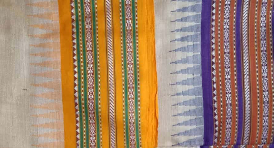 Beige & Yellow, Handloom Vidarbha Tussar Silk Saree with Multicolor Contrast Border-015 - indeloom