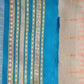 Beige & Blue, Handloom Vidarbha Tussar Silk Saree with Multicolor Contrast Border-023 - indeloom