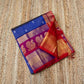 Korvai Saree in Cobalt Blue with Chilli Red and Silver Mayil Border - 044 - indeloom