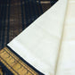 Korvai Saree in Daisy White-Soft Black border - 045 - indeloom