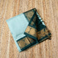Korvai Saree in Baby Blue-Forest Green - 046 - indeloom