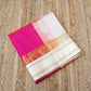 Korvai Saree in Bright Pink with Steam White border - 031 - indeloom