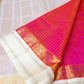 Korvai Saree in Bright Pink with Steam White border - 031 - indeloom