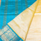 Pure Handloom Korvai Silk Cotton Saree in Light Yellow and Blue Border - 111
