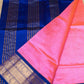 Pure Handloom Korvai Saree | Hot Pink and Golden Blue