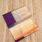 Pure Handloom Korvai Saree | Wine Purple and Orange Border | Temple Border