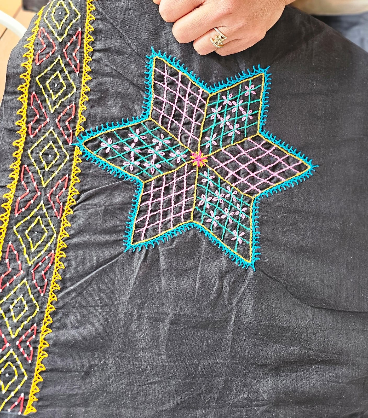 Cotton Mix Ilkal Lambani Saree With Smoke Black - 020