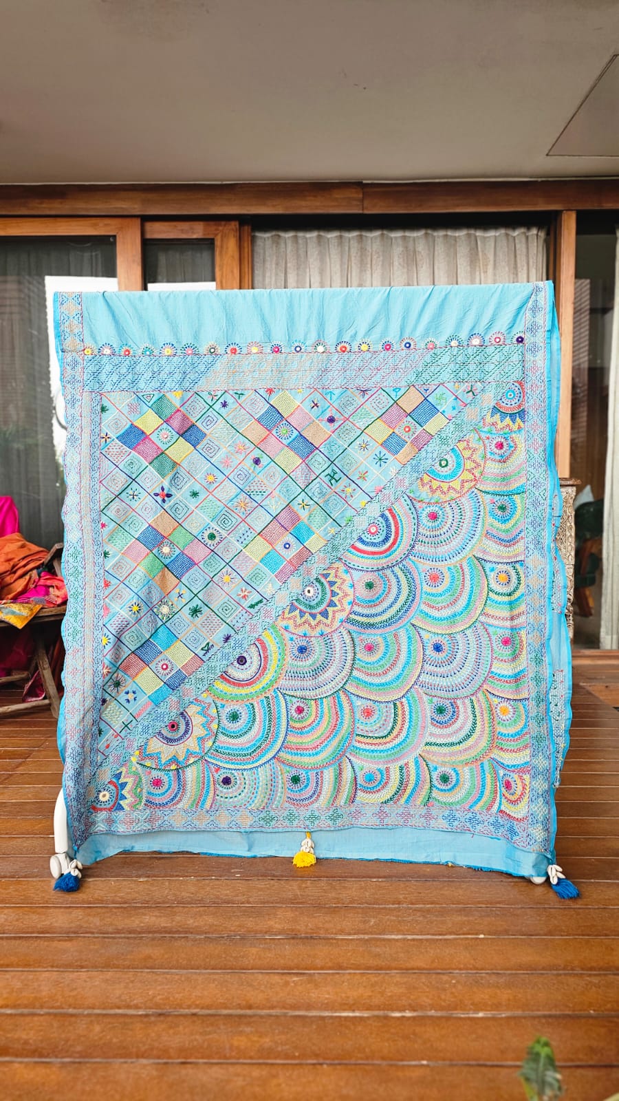 Cotton Ilkal Lambani Saree With Sky Blue - 022