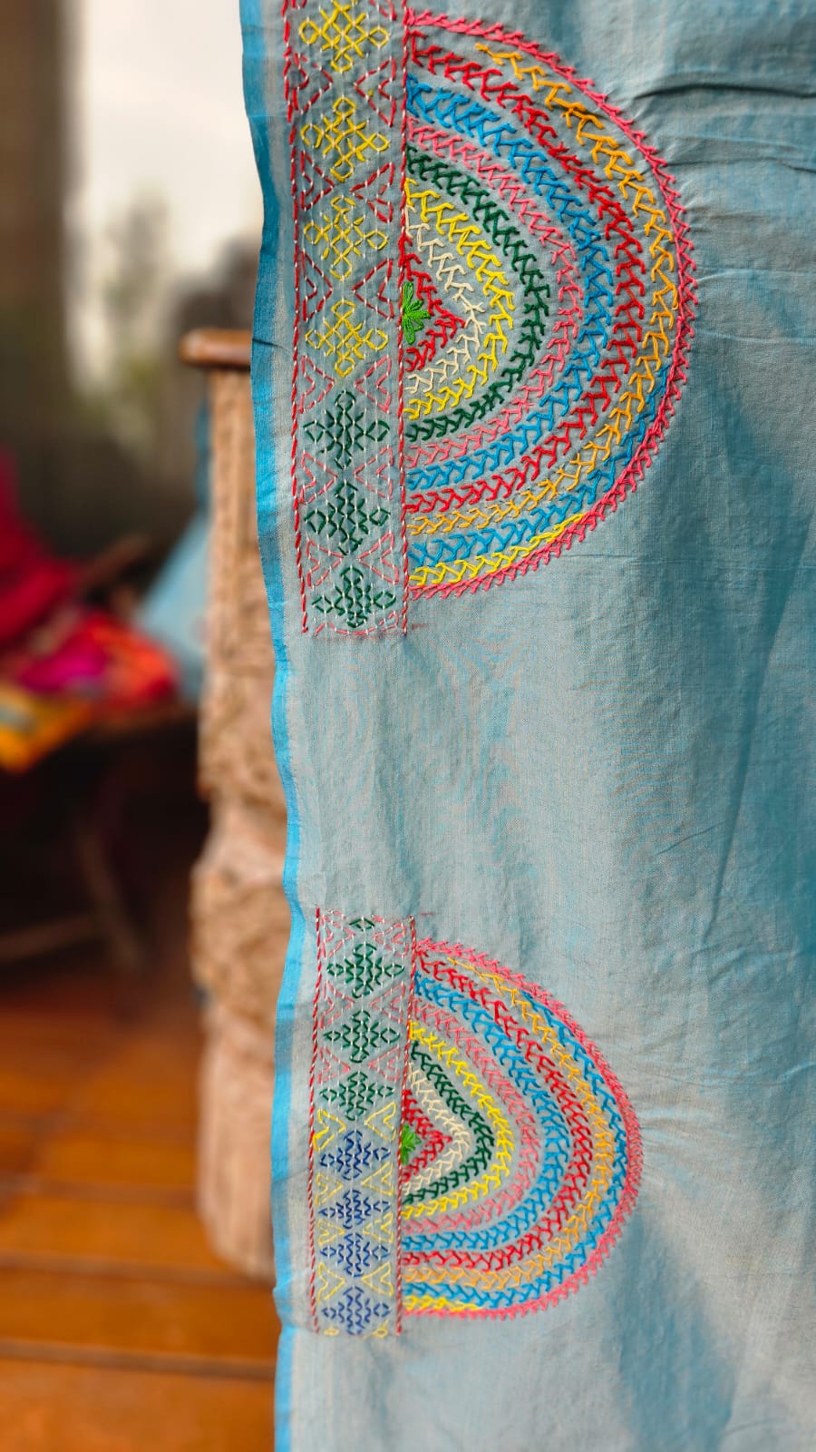 Cotton Ilkal Lambani Saree With Sky Blue - 022