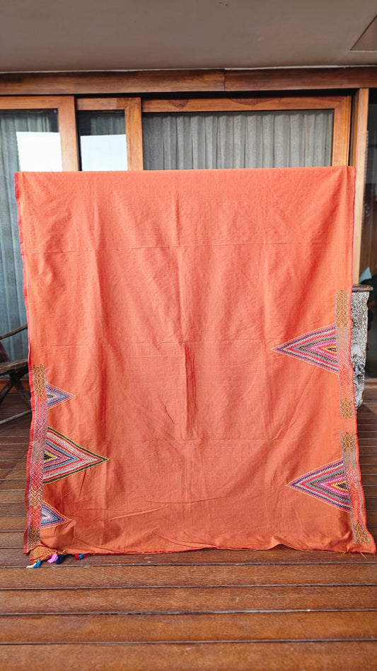 Saree Cotton mix Ilkal Lambani Saree With Coral Orange - 023