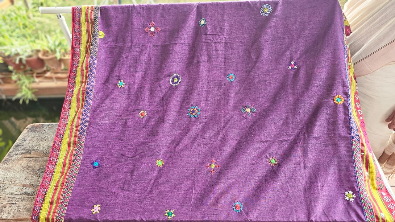 Cotton  Ilkal Lambani Saree With Grape Purple - 025