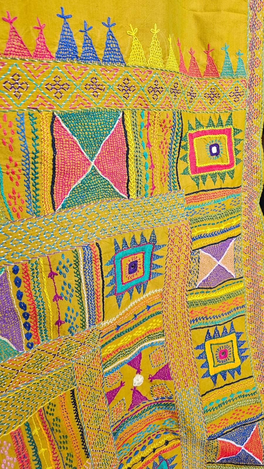 Cotton Ilkal Lambani Saree With Corn Yellow - 010