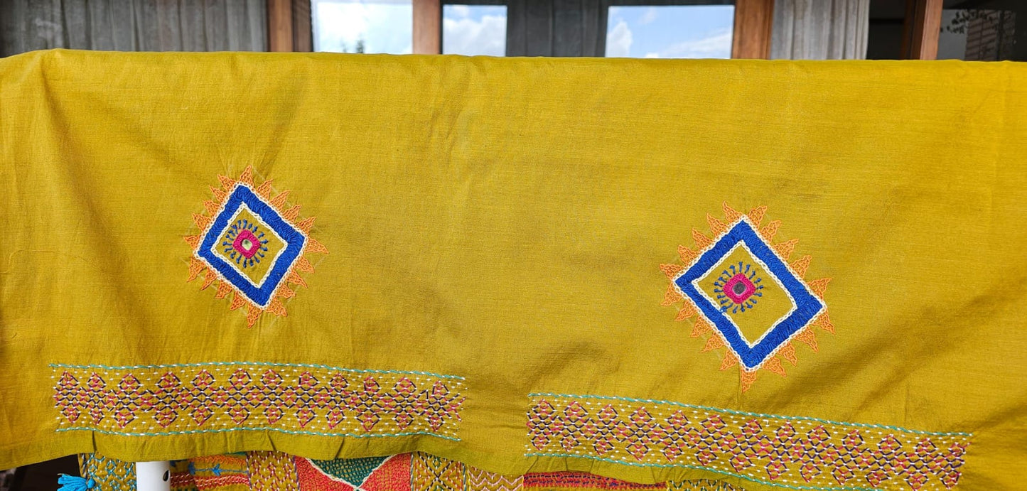 Cotton Ilkal Lambani Saree With Corn Yellow - 010