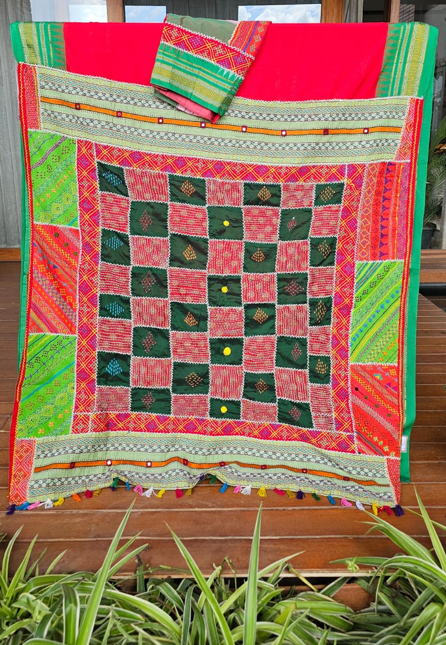 Silk Ilkal Lambani Saree With Classic Red - 012