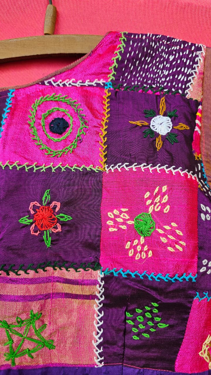 Silk Blend Ilkal Lambani Saree With Deep Pink - 013