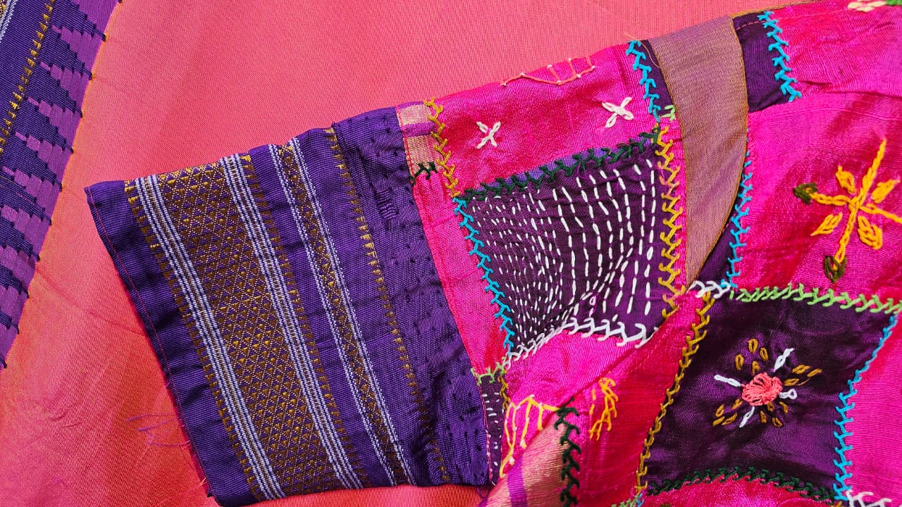 Silk Blend Ilkal Lambani Saree With Deep Pink - 013