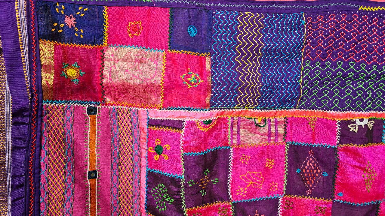 Silk Blend Ilkal Lambani Saree With Deep Pink - 013