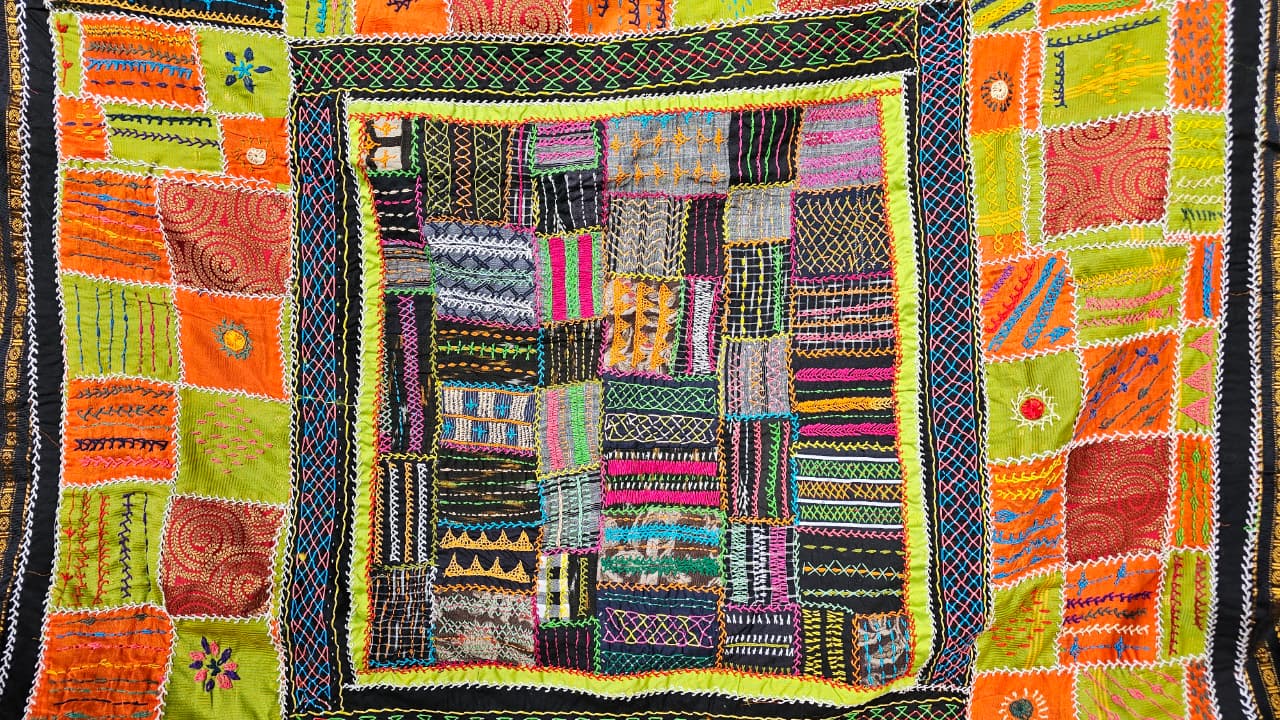 Silk Ilkal Lambani Saree With Aqua Green - 014