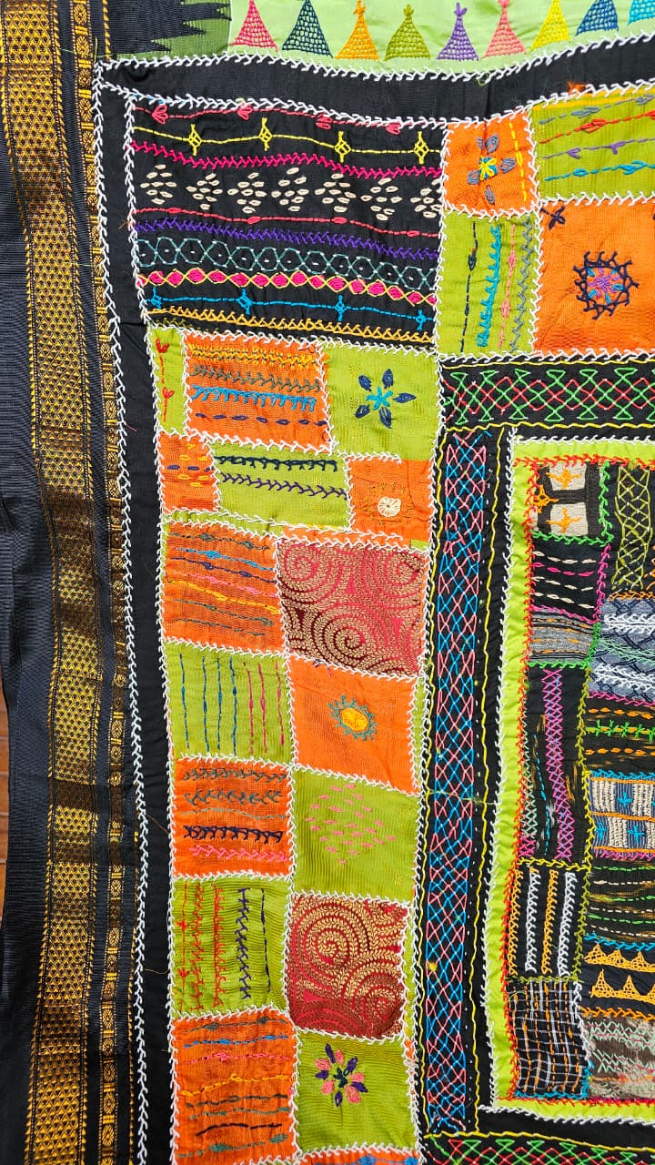 Silk Ilkal Lambani Saree With Aqua Green - 014